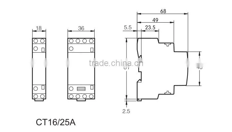CT2520 Din rail Home Contactor Modular Contactor