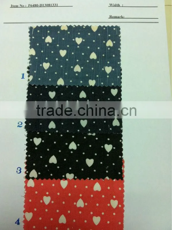 cotton spandex denim printed fabric:P6480-D13081331