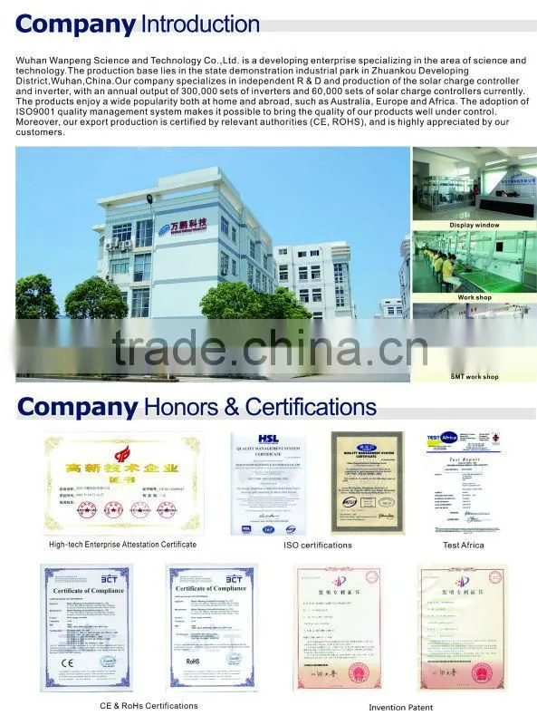 Solar charge controller 20A with LCD display and technical data can be set