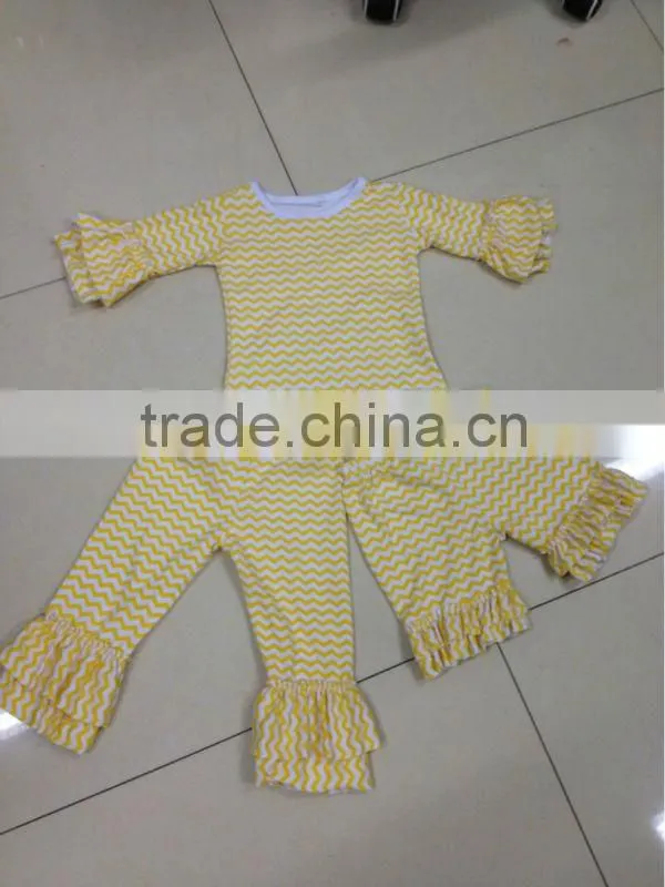 Wholesale baby clothes baby chevron ruffle shirt 100% cotton baby 3/4 ruffle shirts