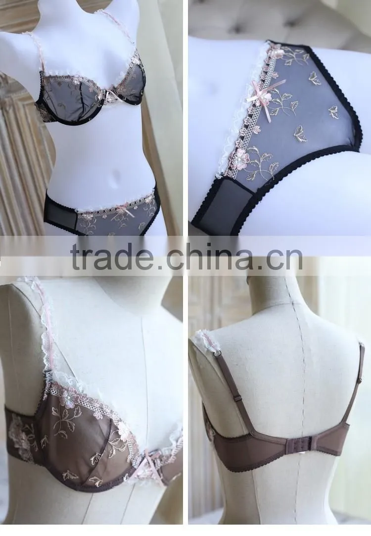 Beautiful eyelash lace transparent bra and panty(FPY308)