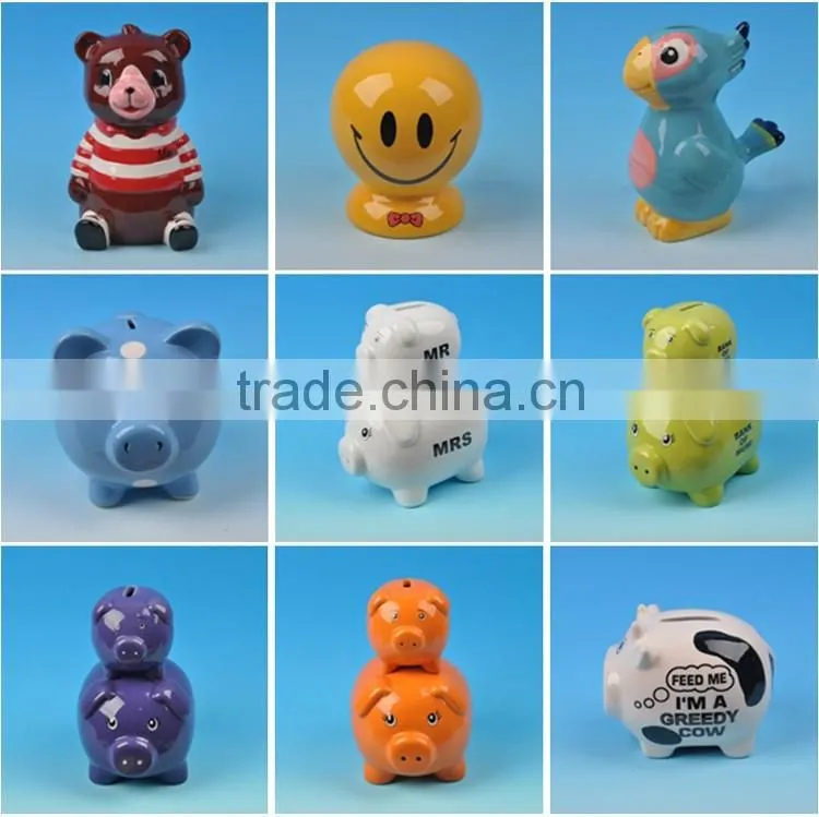 Hot selling ceramic animal coin bank ,ceramic dog coin bank for wholesale