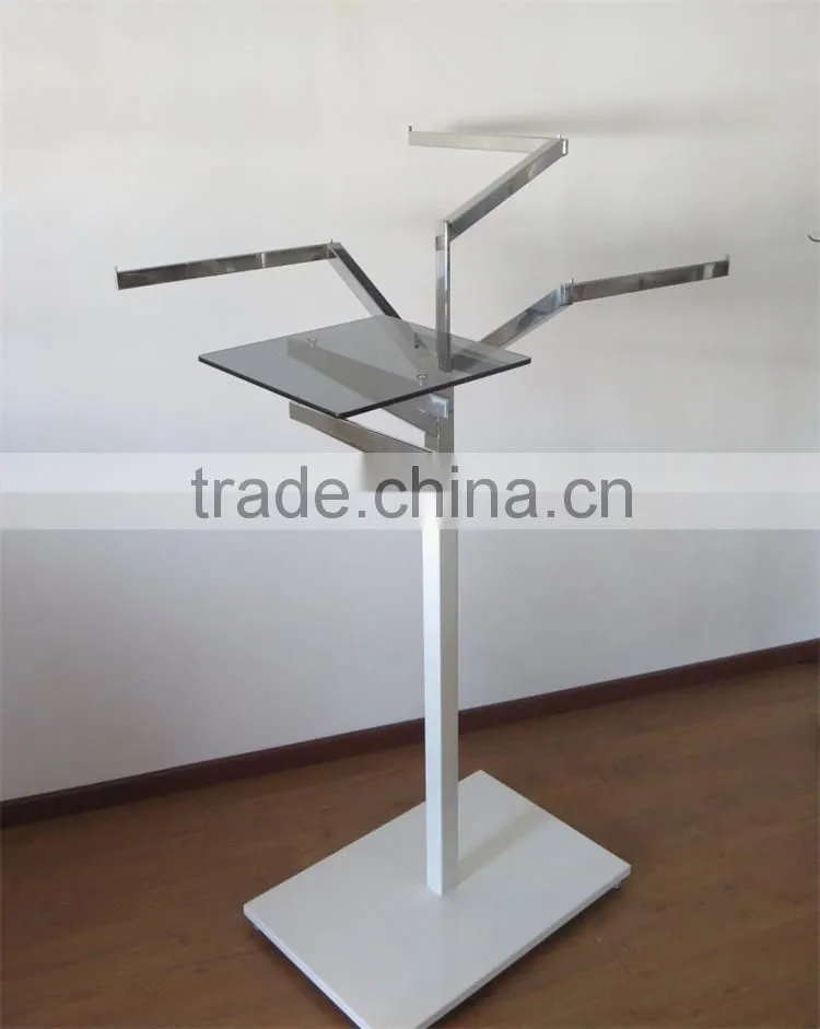 4 Way Tree Shaped Supermarket Portable T-Shirt Floor Display Stand