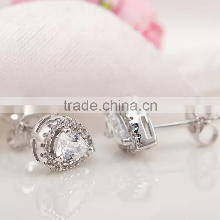 Bling Jewelry Womens Sterling Silver Micro Pave CZ Teerdrop Stud Earrings