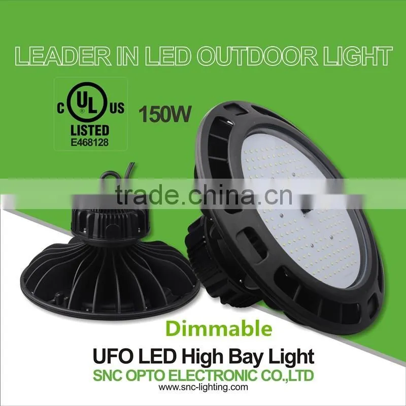 Dimmable IP65 150w UL cUL list UFO led high bay light with 5 years warranty for higher lighting
