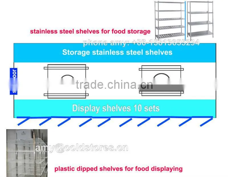 walk in cooler with 10 LED light glass doors