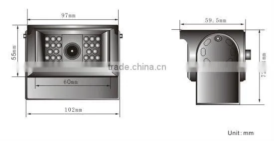 7" Digital car reversing camera system with touch buttons