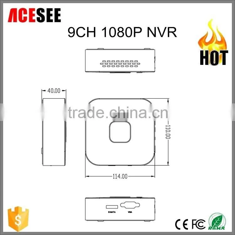 2016 ACESEE home security system cctv H.264 9CH 1080P POE NVR P2P NVR for IP Camera AS-N0910D