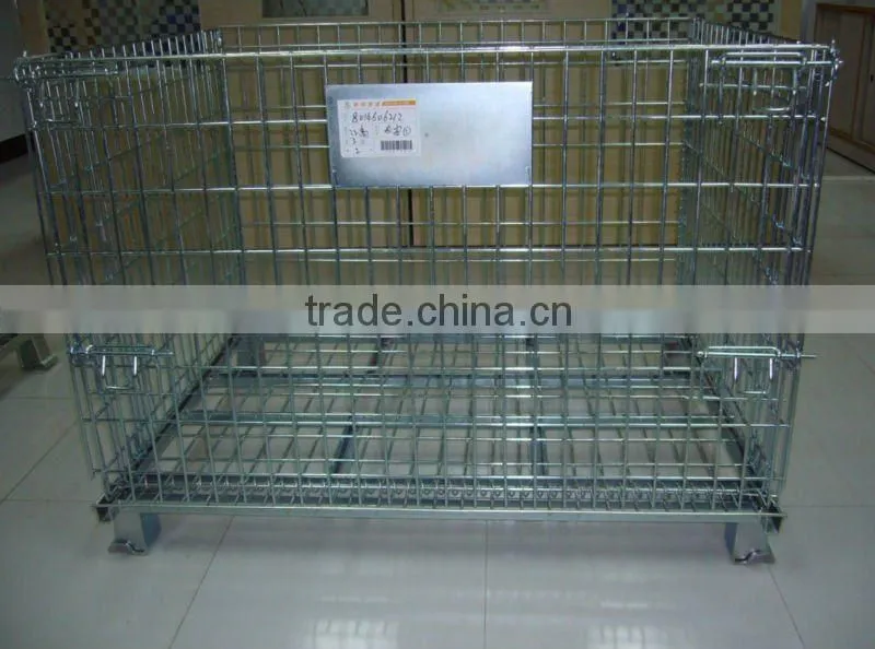 Wire mesh container with wheels for auto components