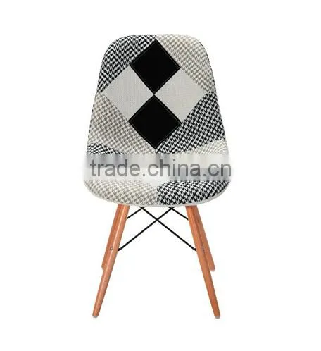 2015 Simple Fabric Patchwork Leisure Side Chair WoodLeg Eiffel Base