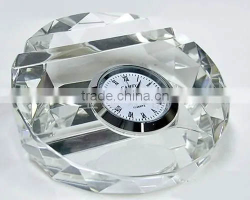 2016 New arrival round faceted K9 crystal clock