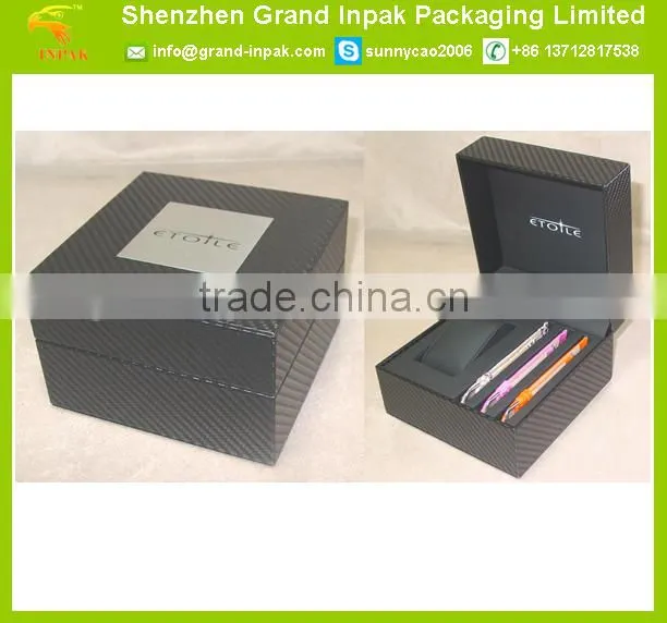 Black soft pu watch box with three straps holder