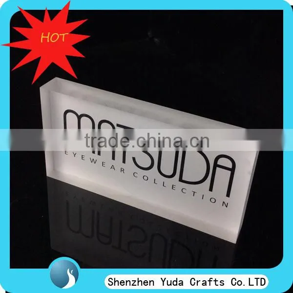 promotional price acrylic logo sign block signage plate, white plexiglass pmma solid block in shenzhen