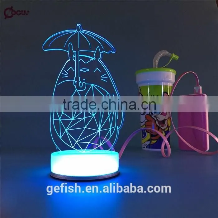 USB style hot sale night lighting acrylic 3D table lamp with laser cutting