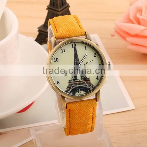 Wholesale Newest Retro Canvas Tower Watch Design