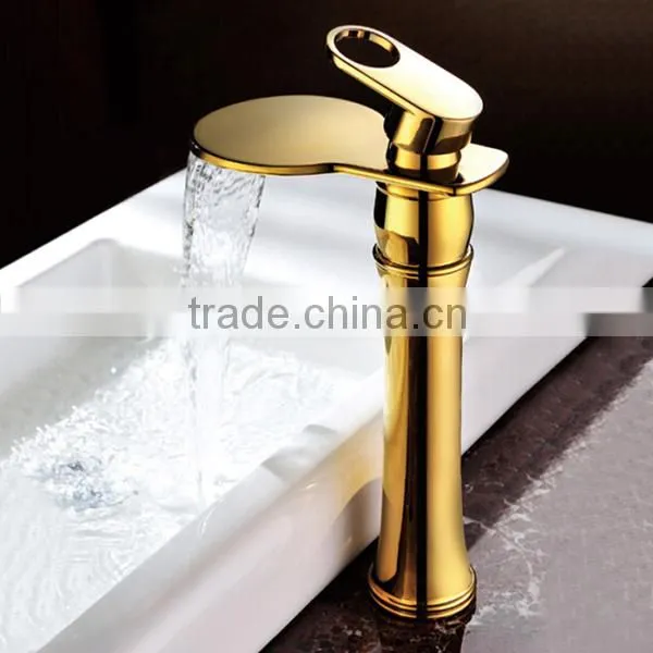 luxury waterfall taps antique brass golden waterfall basin tap