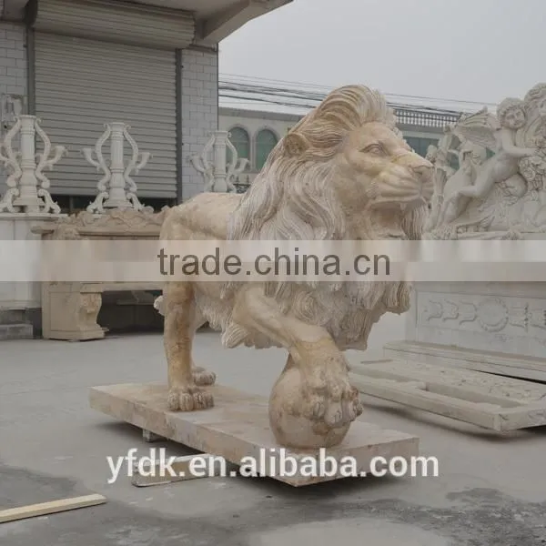 Gate Decoration Yellow Lion Marble Carving