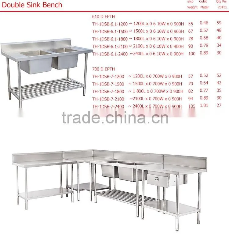 high quality stainless steel sink work table for kitchen