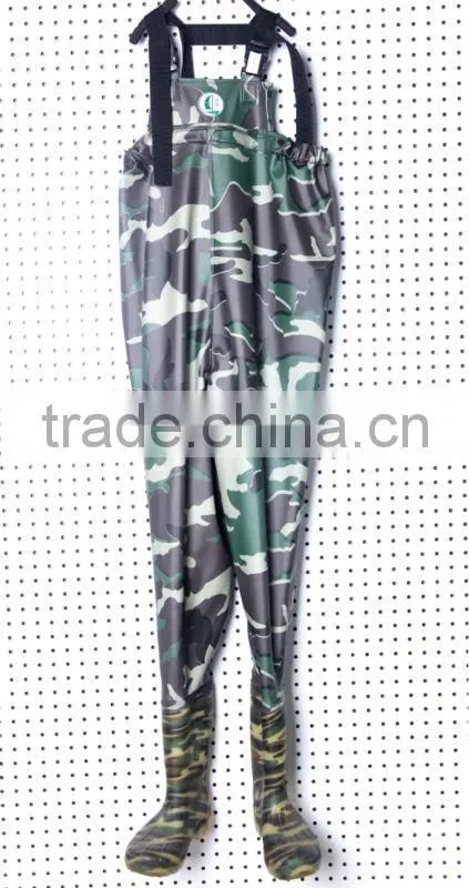 Popular design fashion style durable waterproof pvc tarpaulin fishing chest waders