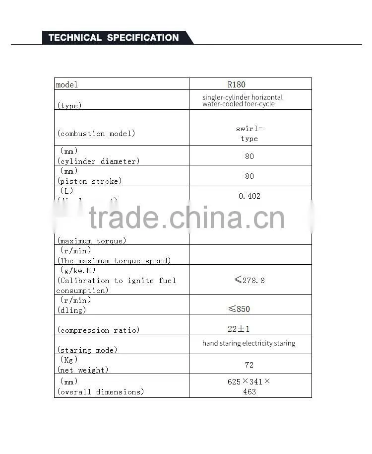 R180 use for ship Special water-cooled single-cylinder diesel engine
