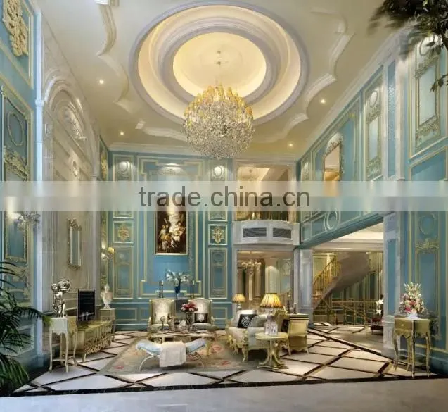 Antique Blue Distressed Interior 3d Rendering Design with Panel Wall, Whole Set Interior Design Service