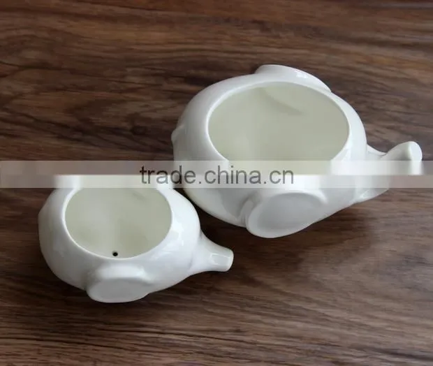 Indoor decor ceramic flower pots small white animal bonsai