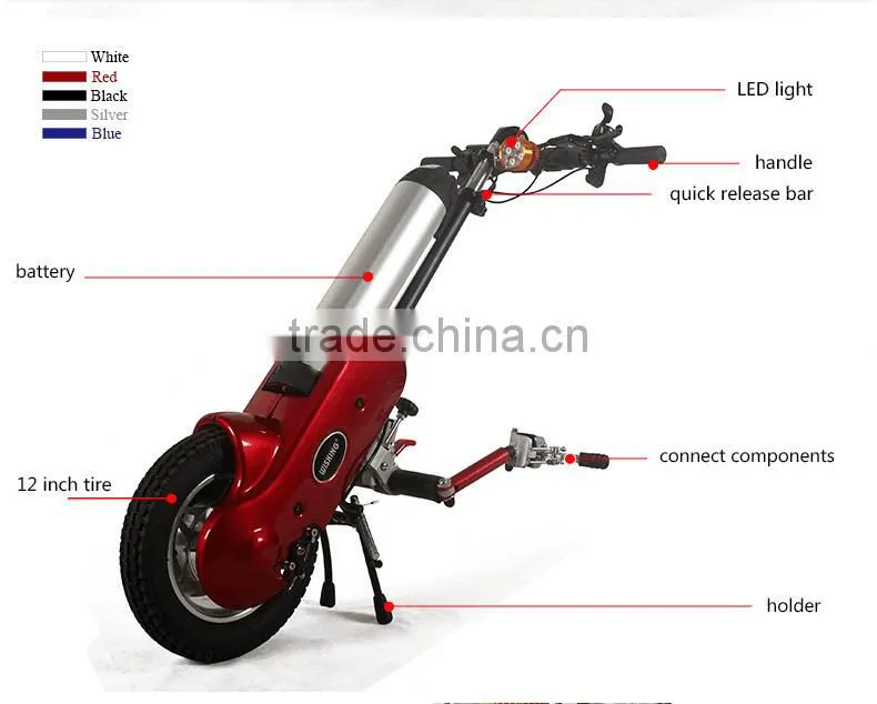 High Quality 400W 36V Wheelchair Mobility Scooter, Electric Wheelchair Handcycle,12inch Lithium Electric Wheelchair Trailer Bike