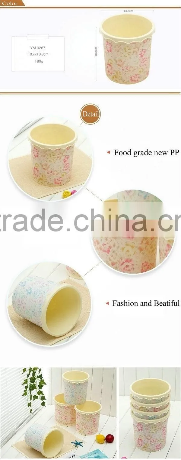 2015 new beautiful lace shape plastic dustbin (small)