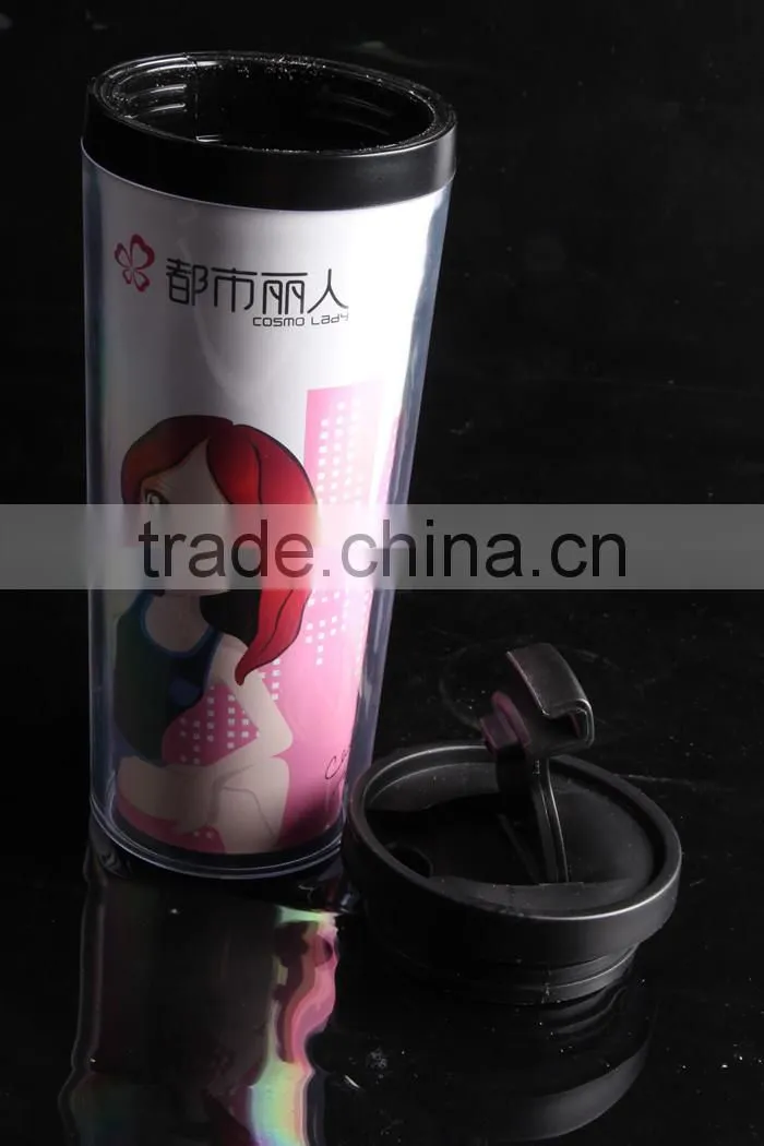 Logo Customized 12oz Double Wall Plastic Travel Mug