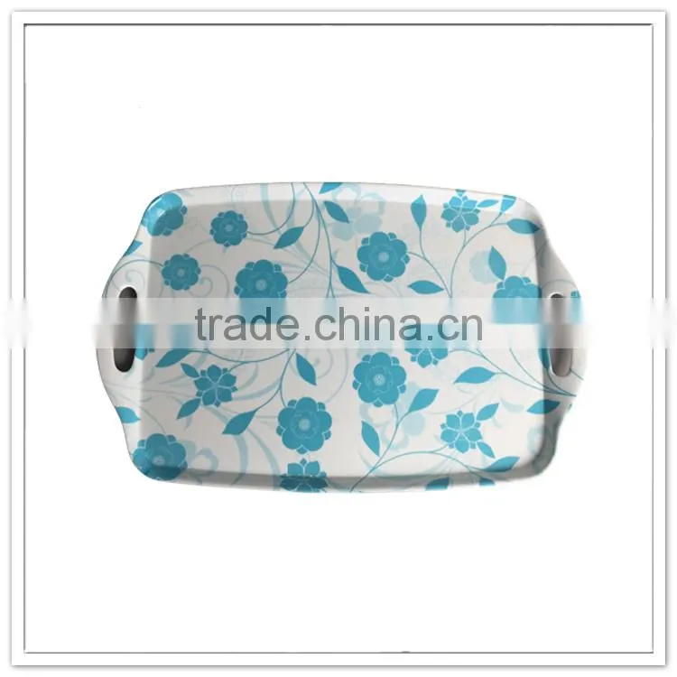 wholesale food serving tray in classic design western market fine dinnerware melamine floral prints plastic
