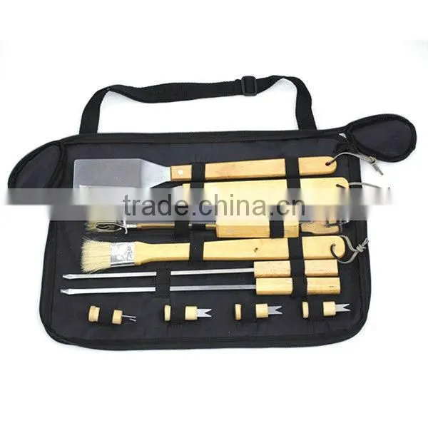 BQ-0023 16 pcs hard wood handle bbq