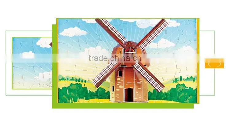 Most popular diy golden windmill 3d cardboard puzzle