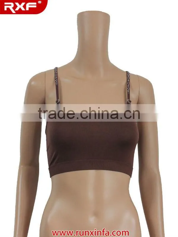 2014 Ladies Seamless embroidery camisoles/Rhinestone bandeau bra