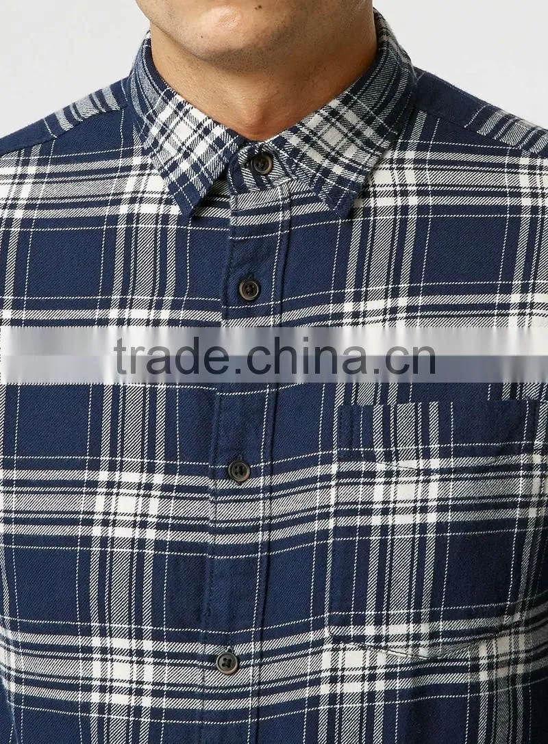 2016 oxford check men shirt wholesale in China