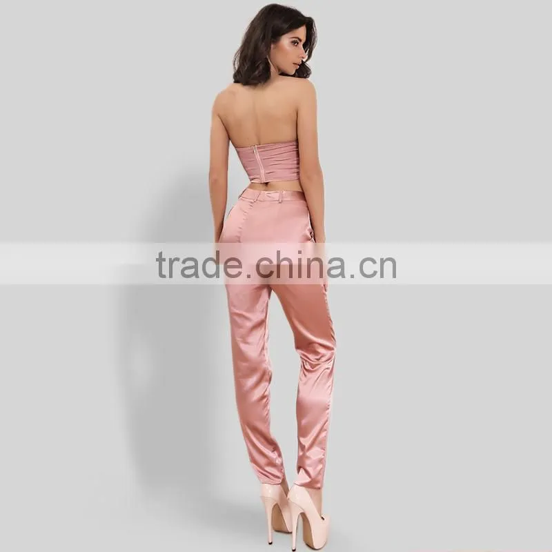 Runwaylover 057 Hot Sale 2017 Ladies Sexy Crop Top And Casual Pant Set
