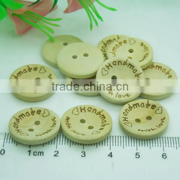 20mm Handmade With Love Craft Scrapbooking Sewing Wooden Buttons