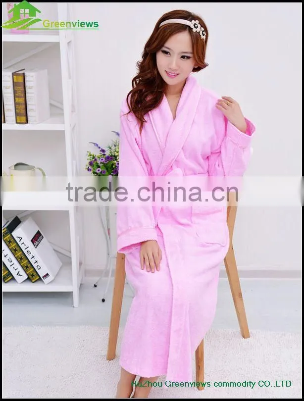 Fashion nightgown for women 100% cotton high quality soft women Bathrobe solid color