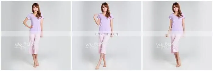 Women's Bamboo Jersey Spring Summer Pajama Lounge Pants 3/4 Length