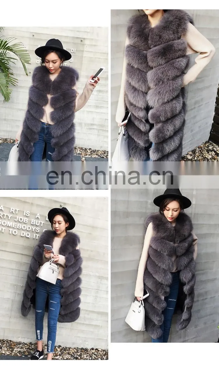 Russian Style Real Fox Fur Vest for Women Luxurious Handmade Long Vest