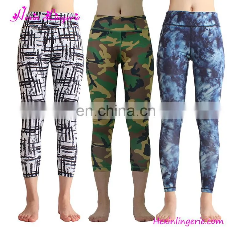 Custom Fashion Seamless Sports Printed Camouflage Yoga Pants Saxy Girl