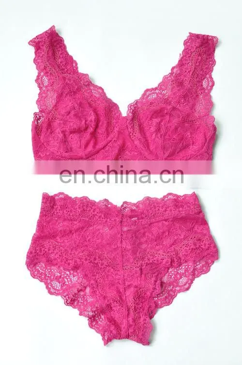 multi color transparent full lace bra panty set
