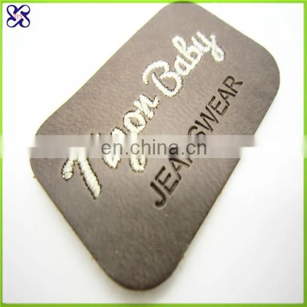 custom metal label with leather for jeans
