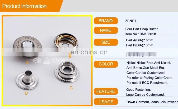 Rhinestone Press Snap Button Custom Metal Snap button BM10801