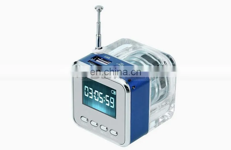 Antenna FM Radio 16G Memory MP3 Player Mobile Mini Portable Crystal Speaker