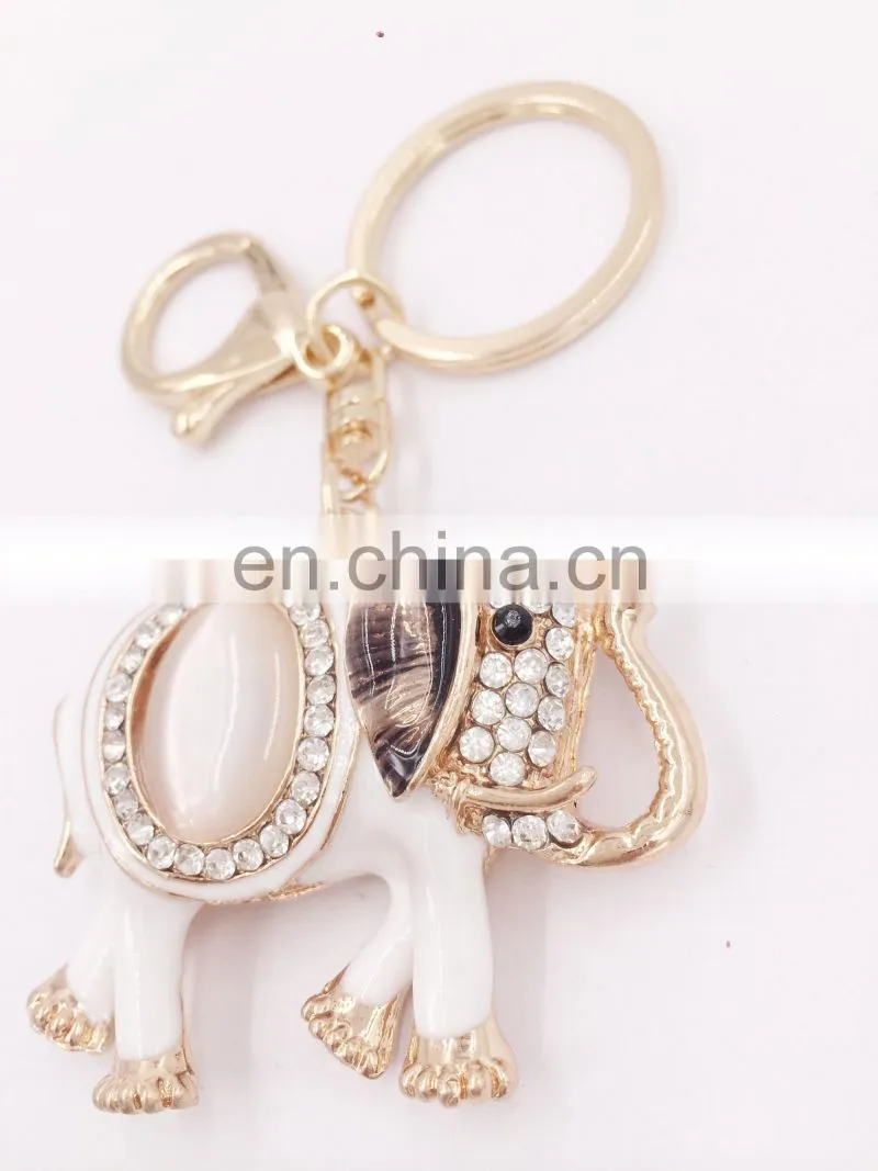 Popular Auspicious Color Elephant Charm Pendant Purse Bag Car Key Ring Chain