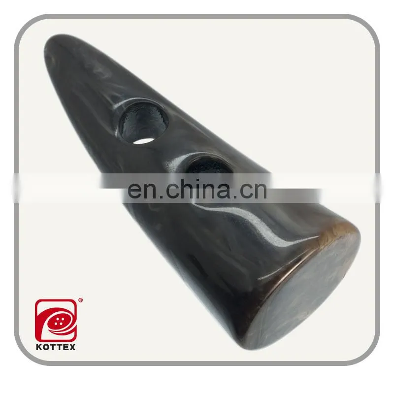natural cow horns dark brown horn toggle button made of resin/polyester material