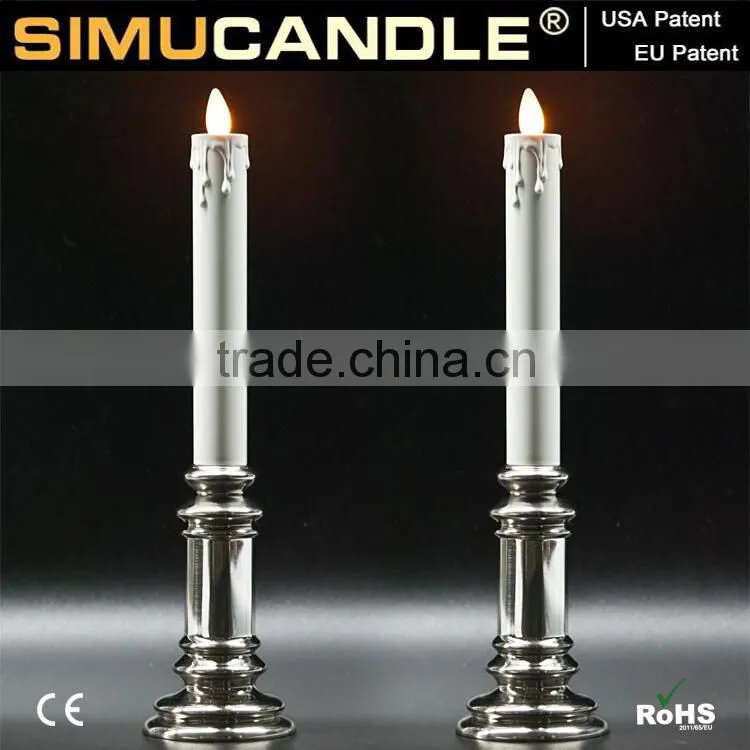 Simulated LED Taper Candle with Moving Flame and USA, EU patent