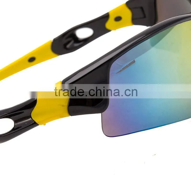 Popular fashional shiny black revo lens anti slip riding sunglasses