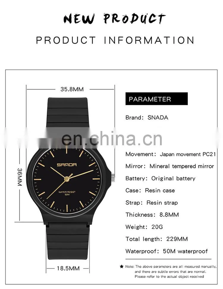 Sanda 6010 Stylish Ladies Mens Analog Watch Waterproof Relojs Minimal Unisex Quartz Watches
