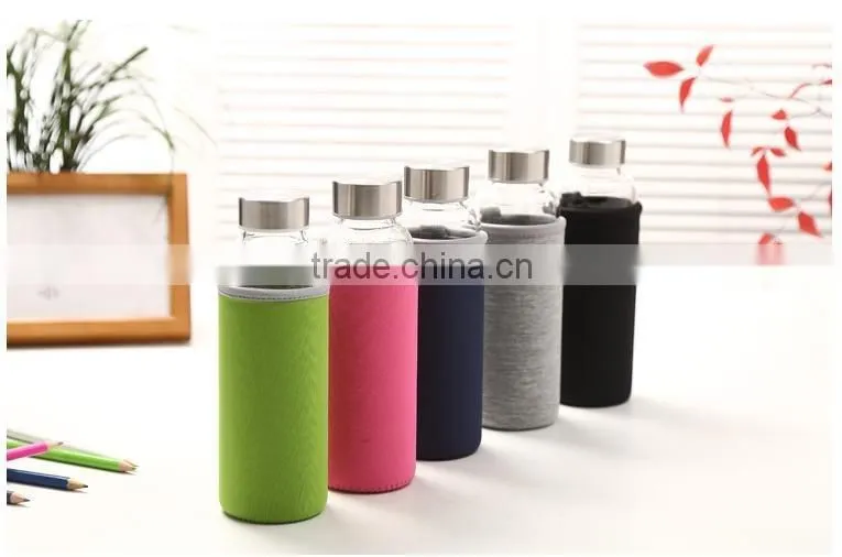 glass water bottle with Neoprene case